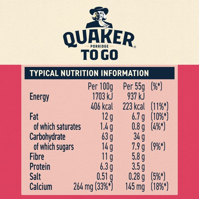 Quaker porridge breakfast bar mixed berries 2 pack, imported from the UK