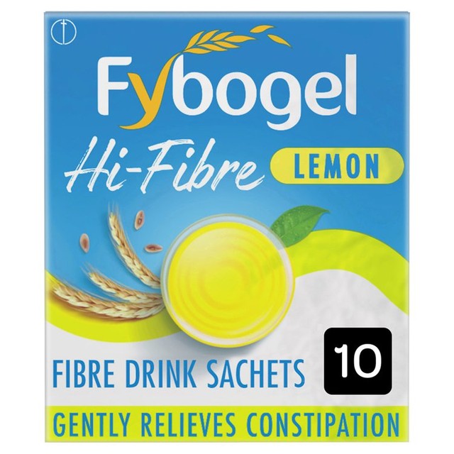 Fybogel Hi-Fibre Lemon laxative sachets 10 pack - British product