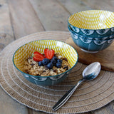 KitchenCraft ceramic bowls leafy green print 16cm, UK version