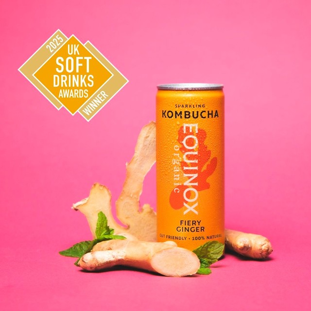 Equinox Fiery Ginger kombucha, UK version