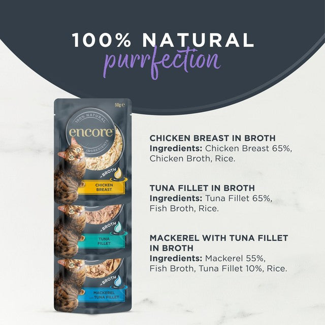 Encore Finest Selection in Broth wet cat food 10 x 50g - British product