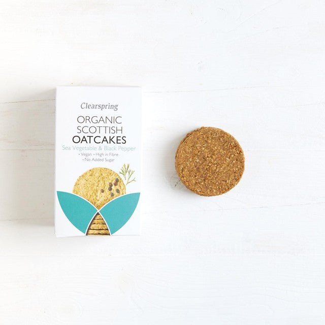 Clearspring sea vegetable and black pepper oatcakes 200g - British product