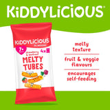 Kiddylicious Melty Tubes strawberry and beetroot baby snacks 4 x 10g, UK version