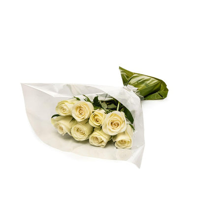 MM Flowers Hvite Roser Snittblomster 8 Stilk 40cm
