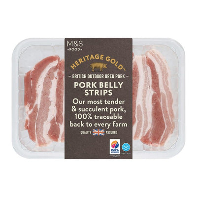 M&S Heritage Gold Lanières de Poitrine de Porc Britannique Élevé en Plein Air 480g