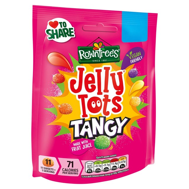 Rowntree's Jelly Tots Tangy chewy sweets 140g, imported from the UK