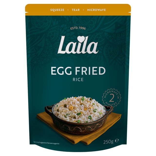 Laila egg fried microwave rice 250g, UK version