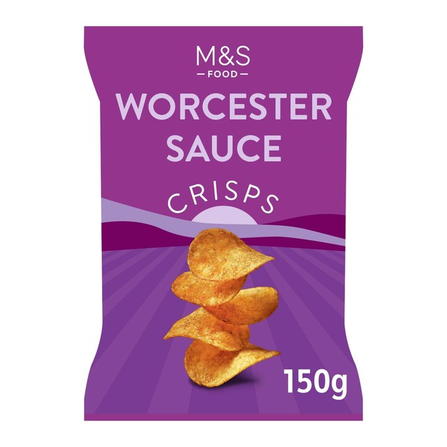M&S Worcester sauce flavoured potato crisps 150g, imported from the UK