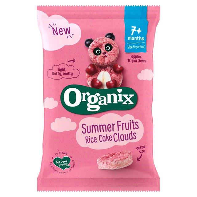 Organix summer fruits rice cake clouds baby snack, imported from the UK