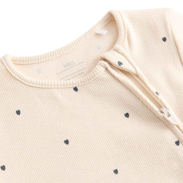 M&S Heart Sleepsuit in pewter for newborn, imported from the UK