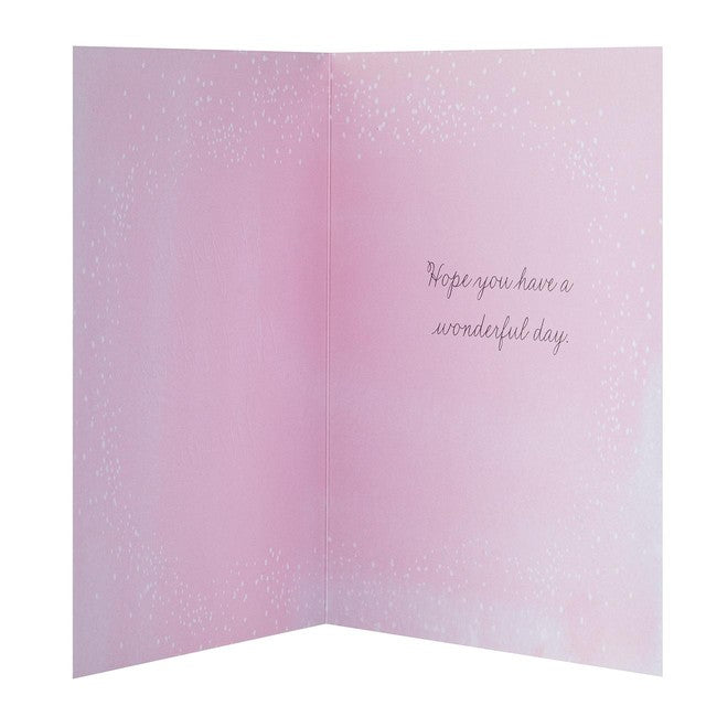 M&S Birthday Card Pink & Gold 15x15cm, imported from the UK