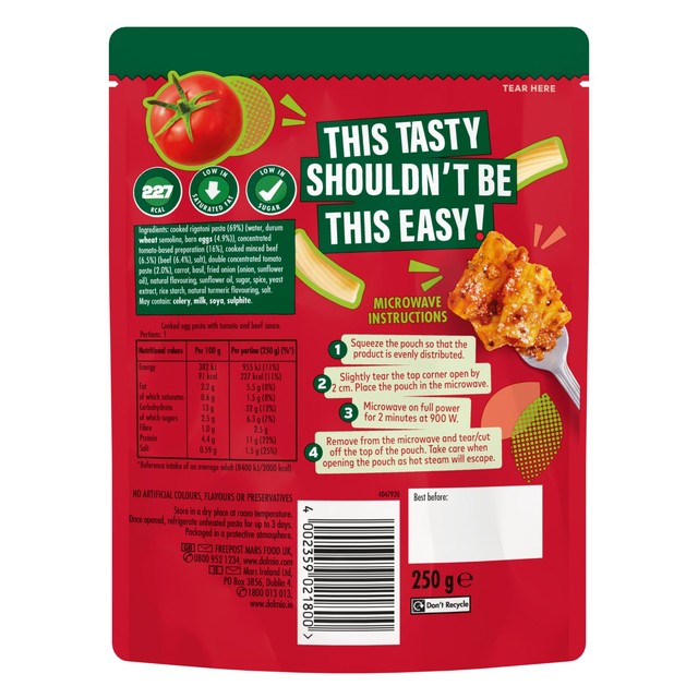 Dolmio Classics Rigatoni Bolognese microwave pasta meal 250g - British product