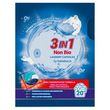 Sainsburys 3 in 1 Non Bio Laundry Capsules 20 Washes