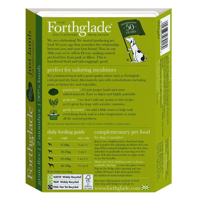 Forthglade wet dog food 90% lamb 395g - British product