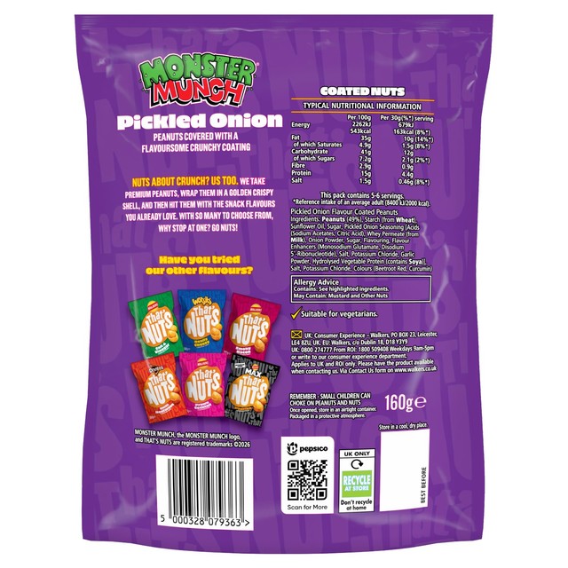 That's Nuts coated peanuts Pickled Onion 160g, imported from the UK