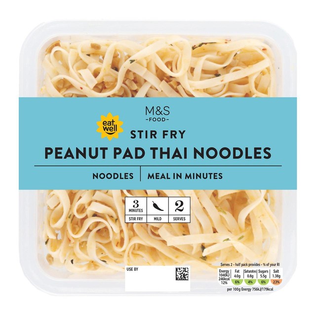 M&S Peanut Pad Thai Rice Noodles 275g, imported from the UK