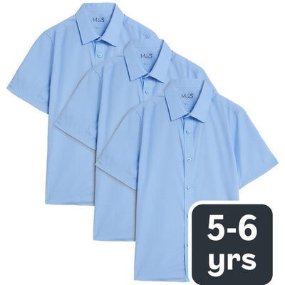 M&S M&S Boys Regular Fit School Shirt 3 Pack 5-6 Years- Buy online at McGrocer