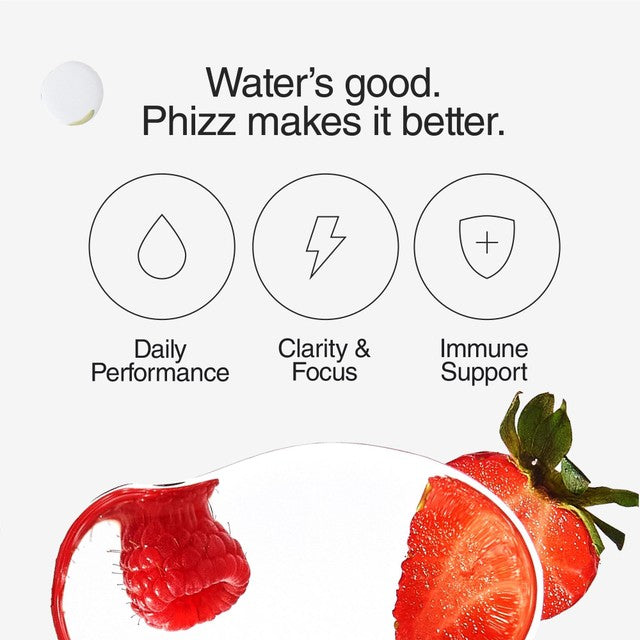 Phizz Mixed Berry hydration effervescent tablets, imported from the UK