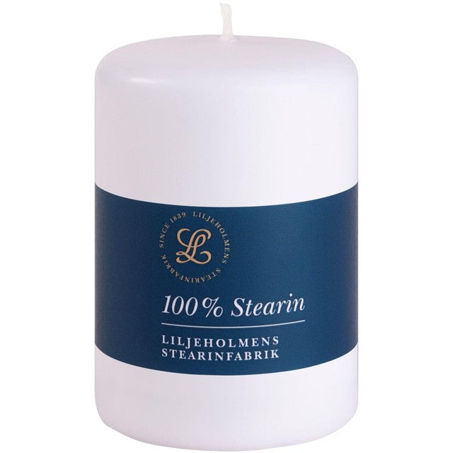 Liljeholmens white pillar stearin candle 68x100mm - British product