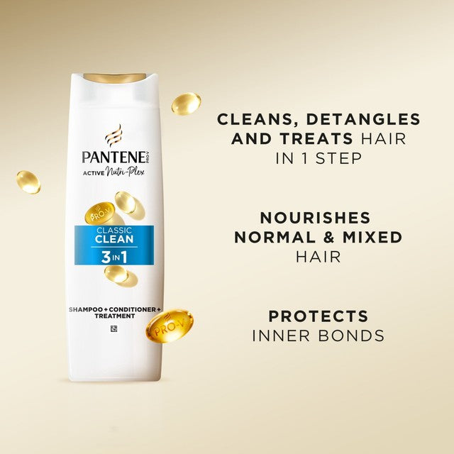 Pantene Classic Clean 3in1 shampoo 250ml, imported from the UK