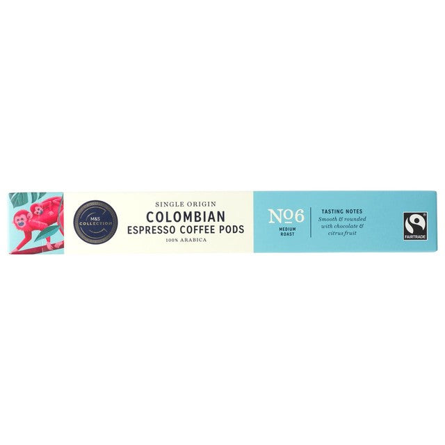 M&S Colombian espresso coffee pods 10 pods, imported from the UK