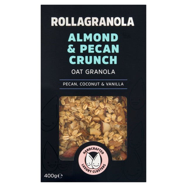Rollagranola Almond Pecan Crunch Oat Granola 400g, imported from the UK