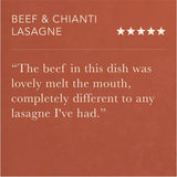 Pasta Evangelists beef lasagne ready meal 385g, imported from the UK