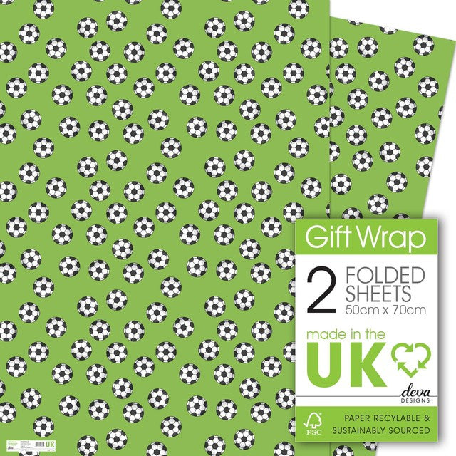 Deva Designs football gift wrap sheets 2 pack (British brand)