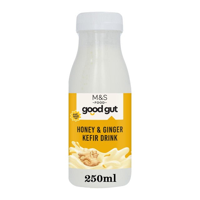 M&S honey and ginger kefir drink with live cultures (British brand)
