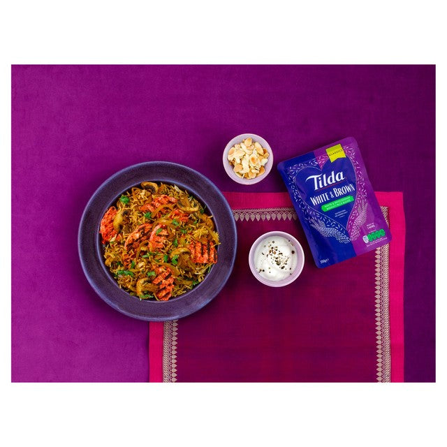 Tilda microwave white and brown basmati rice blend 250g (British brand)
