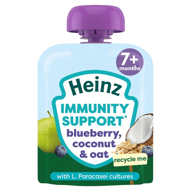 Heinz baby food pouches blueberry coconut and oat 85g, UK version