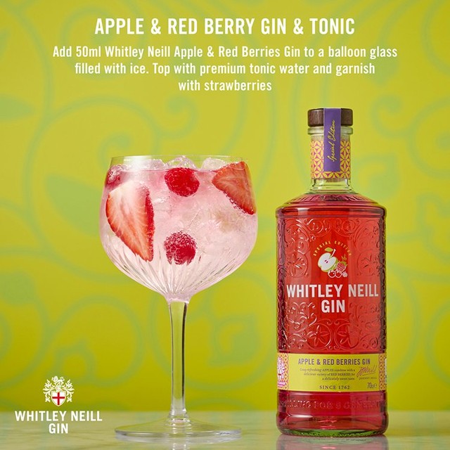 Whitley Neill apple and red berry gin 70cl (British brand)