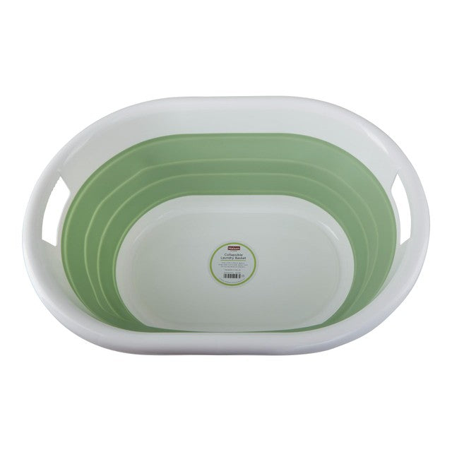 Premier Housewares collapsible laundry basket in green/white, medium, imported from the UK