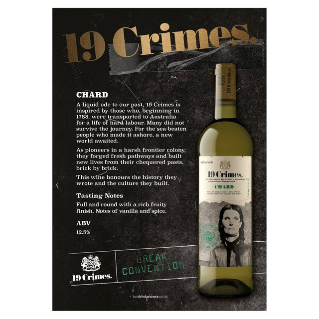 19 Crimes Chardonnay white wine 75cl - British product