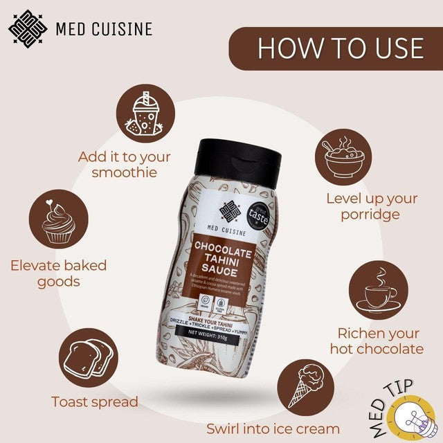 Med Cuisine chocolate tahini spread 310g, imported from the UK