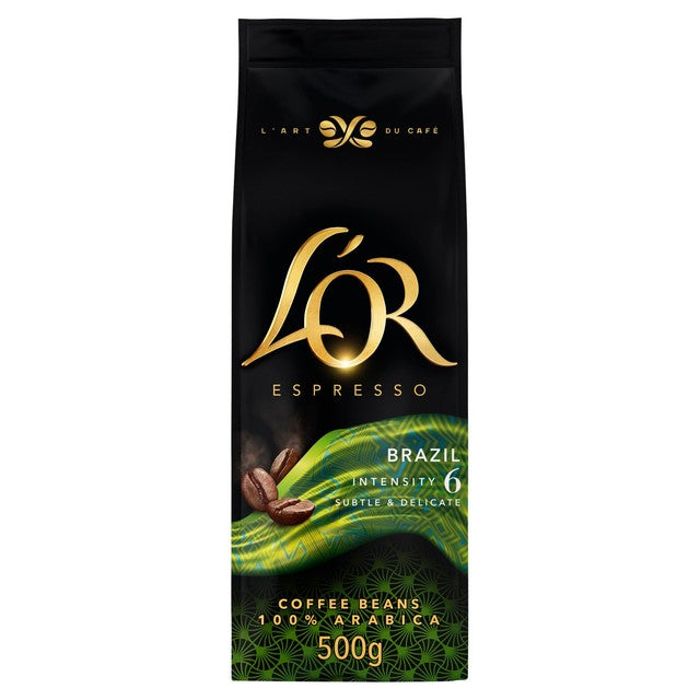 L'OR Brazil coffee beans intensity 6 500g, UK version