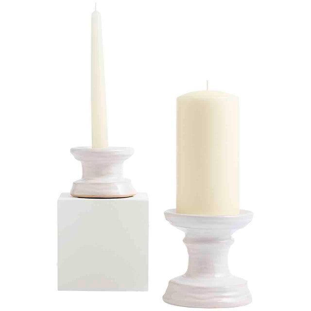 M&S white ceramic pillar candle holder 11cm (British brand)