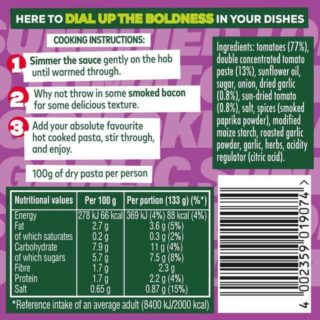 Dolmio sundried tomato pasta sauce 400g - British product