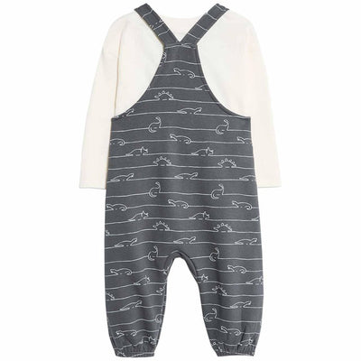 طقم M&S Dino Jersey Dungarees مع تي شيرت Carbon للأطفال 9-12 شهرًا - اشترِ عبر الإنترنت من McGrocer