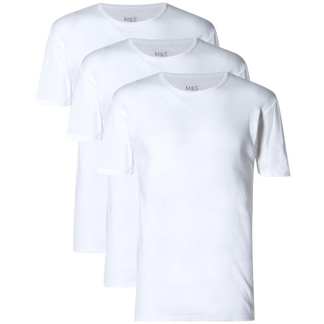 M&S Cotton Short Sleeve Vests White Size M, imported from the UK