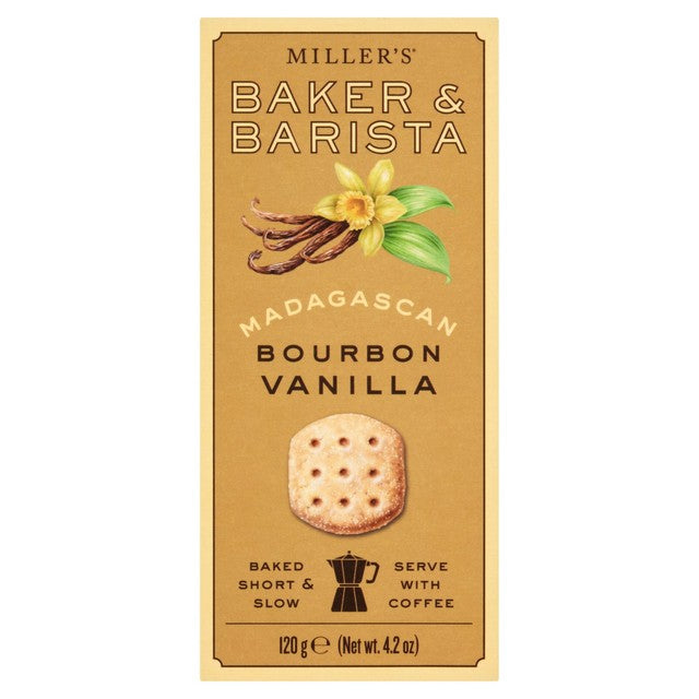 MILLER'S Baker & Barista Madagascan Bourbon Vanilla Biscuits 120g, imported from the UK