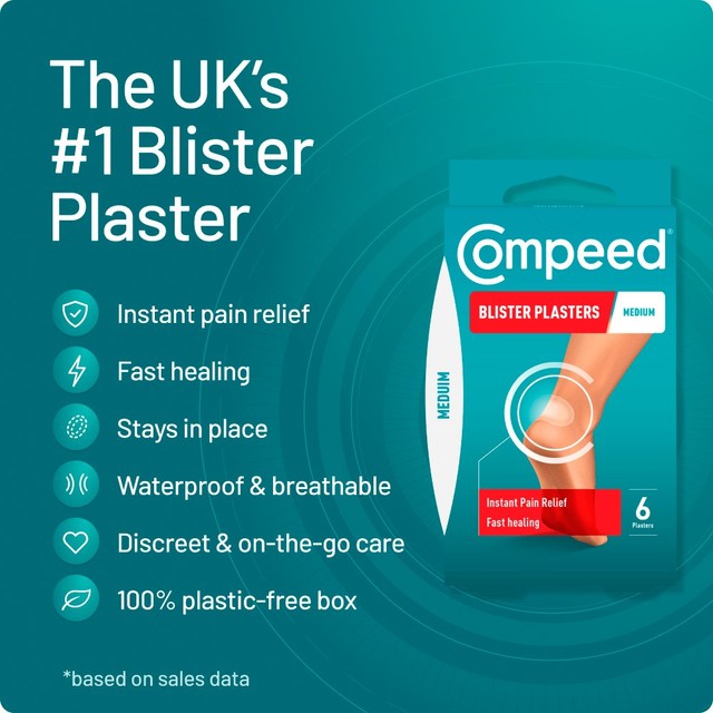 Compeed medium blister plasters pack of 6 - British product