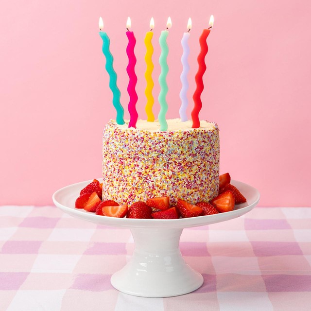 Talking Tables wavy rainbow birthday candles 12cm (British brand)