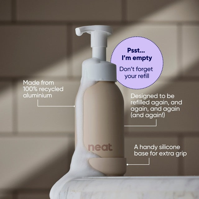Neat refillable foaming hand wash bottle stone, imported from the UK