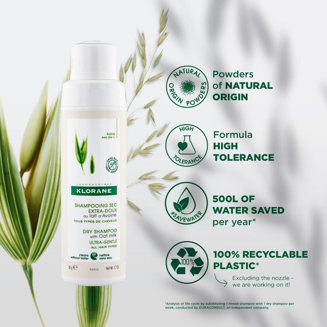 Klorane dry shampoo with oat milk 50g, UK version