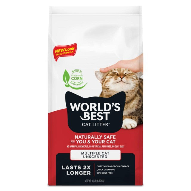 Worlds Best unscented clumping cat litter 6.8kg (British brand)