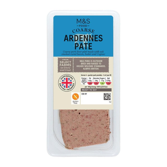 M&S Coarse Ardennes Pork Pate with Shallots and Cognac 170g, imported from the UK