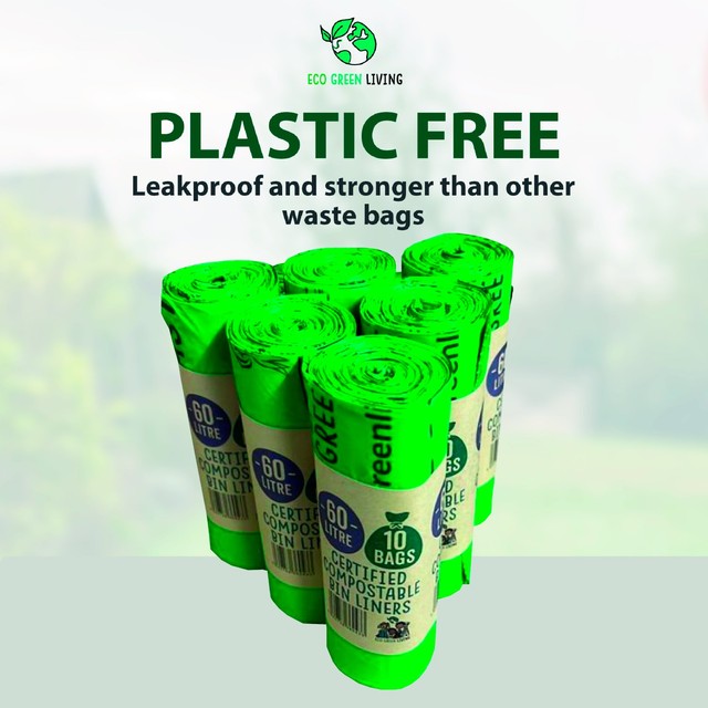 Eco Green Living compostable bin bags 60L - British product