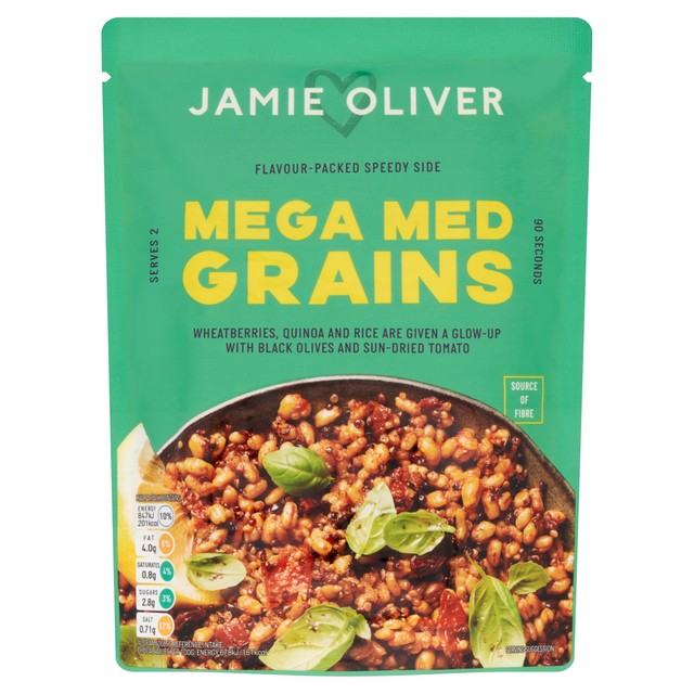 Jamie Oliver Mega Med Grains with lemon garlic dressing, imported from the UK