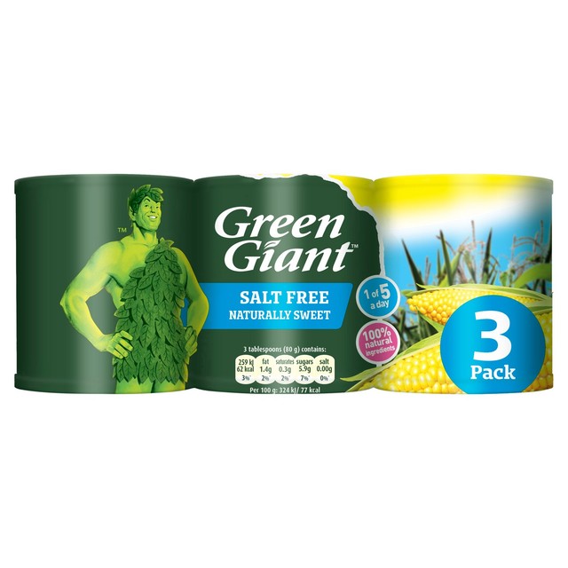 Green Giant salt free sweetcorn can - British product